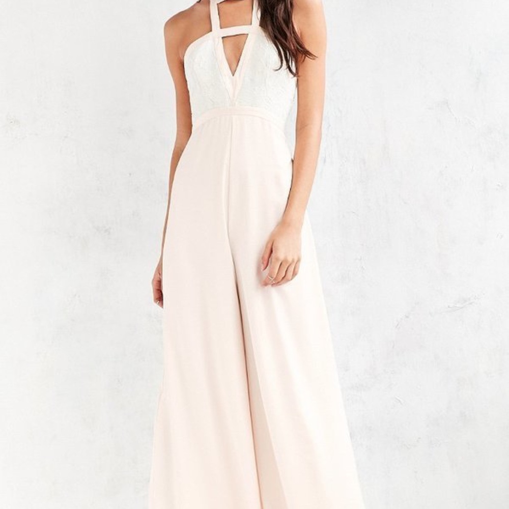 Silence + Noise Origami Plunging Silk Jumpsuit